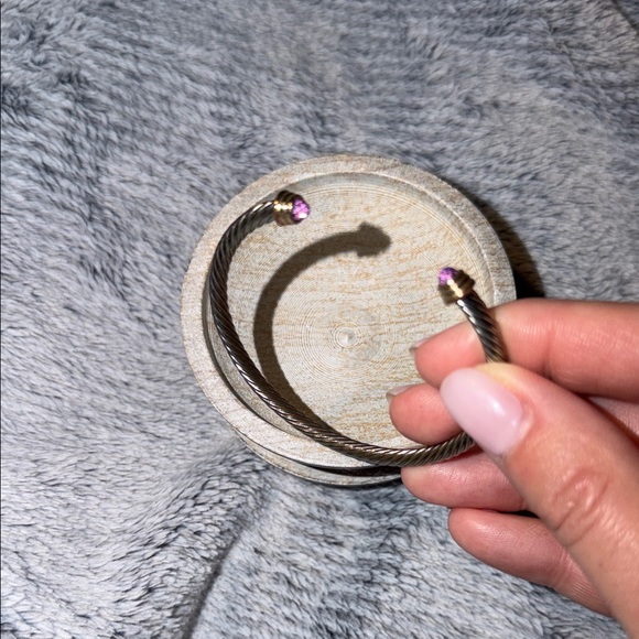 Jewelry - Twisted Cable Cuff Bracelet with Purple Accent